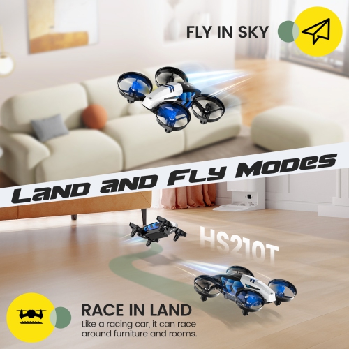 Holy Stone HS210T Drones for Kids Under 249g,2 IN 1 MINI Indoor Drone with Land & Fly Mode,Four Posture Deformations RC Quadcopter with 3D Flip,