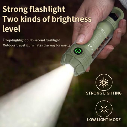 Camping Flashlight - Rechargeable Camping Light | Waterproof Flashlight Camping Accessory, Lightweight Waterproof LED Light for Indoor and Outdoor Use