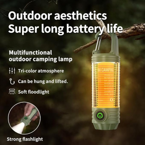 Camping Flashlight - Rechargeable Camping Light | Waterproof Flashlight Camping Accessory, Lightweight Waterproof LED Light for Indoor and Outdoor Use
