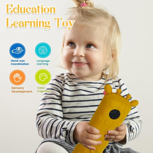 Baby Safe TV Remote Control Toy with Multi-Language Learning Function - Realistic Design, Soft Silicone Shell, Baby Sensory Toy with Multi-Shape