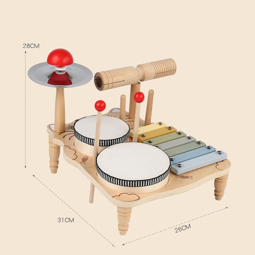 Wooden MusicalToy Set for Toddlers|Xylophone and Percussion Set for Kids with Mallets|Rhythm and Motor Skills Learning Toy | Kitten Music Station |