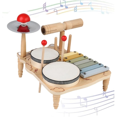 Wooden MusicalToy Set for Toddlers|Xylophone and Percussion Set for Kids with Mallets|Rhythm and Motor Skills Learning Toy | Kitten Music Station |