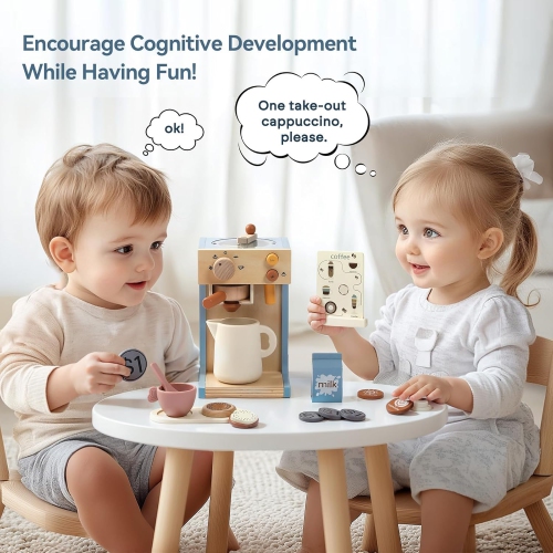 Wooden coffee maker role play toy set for kids | Realistic barista role play toy with grinder and accessories | Toddler kitchen play set | Perfect