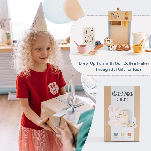 Wooden coffee maker role play toy set for kids | Realistic barista role play toy with grinder and accessories | Toddler kitchen play set | Perfect