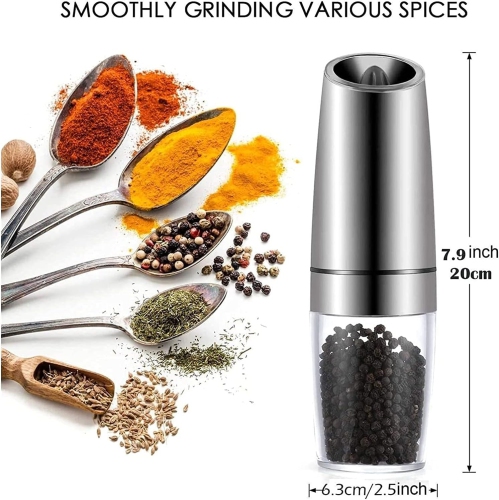 Moulin à poivre électrique avec moulin à poivre Gravity Grinder de Home Acier inoxydable Ensemble de 2