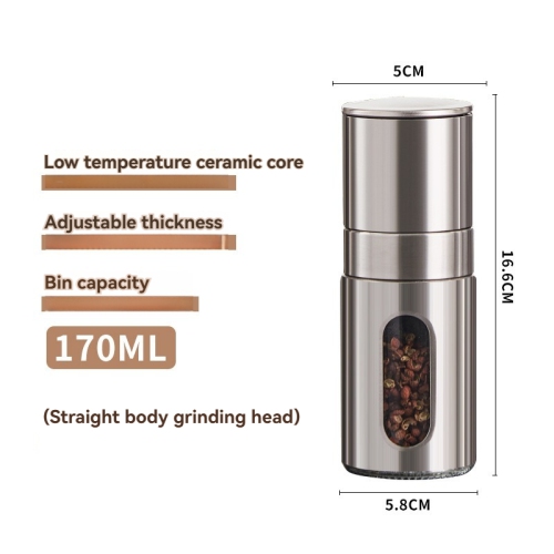 304 stainless steel pepper grinder, manual seasoning bottle for home kitchen, adjustable coarse black pepper, sea salt and pepper powder grinding