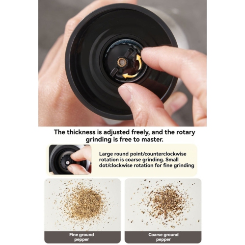 304 stainless steel pepper grinder, manual seasoning bottle for home kitchen, adjustable coarse black pepper, sea salt and pepper powder grinding