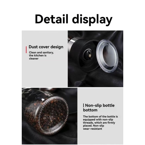 Mélangeur à épices réglable en acier inoxydable, moulin pour table de cuisine, corps en verre - 2 meuleuse