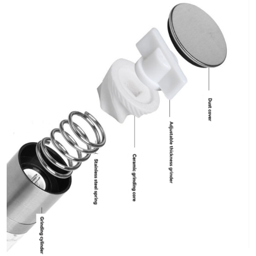 Moulin manuel à deux têtes, moulin manuel à deux têtes, bouteille d'épices en verre Grinder - argenté