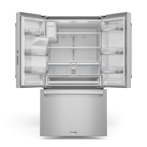 Thor Kitchen 36 Inch Professional French Door Refrigerator with Ice and Water Dispenser – Model TRF3628FFD