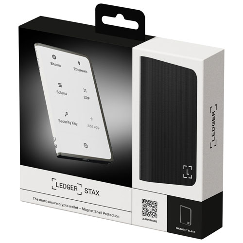 Portefeuille physique de cryptomonnaie à encre électronique 3,7 po USB-C/Bluetooth avec clé de récupération Stax de Ledger - Graphite