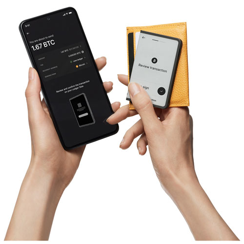 Portefeuille physique de cryptomonnaie à encre électronique 3,7 po USB-C/Bluetooth avec clé de récupération Stax de Ledger - Graphite