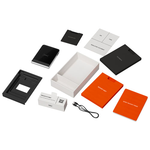 Portefeuille physique de cryptomonnaie à encre électronique 2,84 po USB-C/Bluetooth avec clé de récupération Flex de Ledger - Bleu Neptune