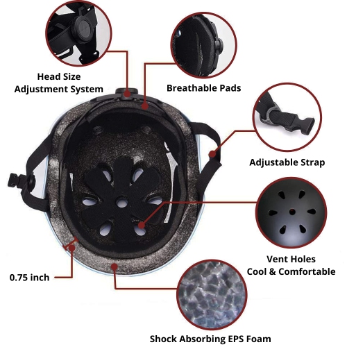 Adjustable Kids Bike Helmet for Ages 3-14 | Boys & Girls Multi-Sport Safety Helmet for Cycling, Skating, Scooter & Extreme Activities | Fits Head