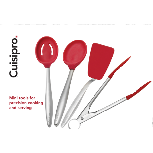 CUISIPRO  Piccolo Cooking Set (Spoon, Slotted-Spoon, Turner, Tongs) In Red