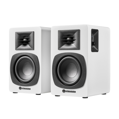 Audio-Technica AT-SP3X Powered Bookshelf Speakers with Bluetooth or Wired Connectivity, White
