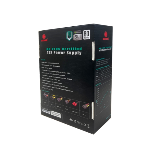 Coolmax ZX-500 500W 80Plus ATX12V/EPS12V, 140mm fan, SLI ready Power Supply_Black color