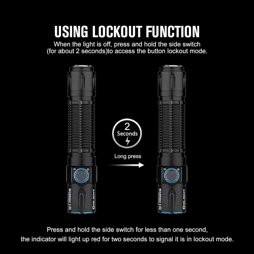 Olight Warrior X 4 LED Tactical Rechargeable Flashlight 2600 Lumens with Tri Color Battery Level Indicator - Black