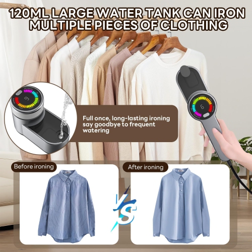 Fer à repasser, fer à repasser de voyage à vapeur de 1200&nbsp;W avec 6 modes de repassage intelligents, fer à repasser portatif avec réservoir