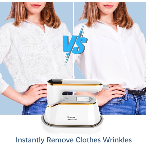 Portable Travel Steamer for Clothes with LCD Display, 4 Mode 1200W Steam Iron 2 in 1, 180° Foldable Mini Iron, Handheld Steamer for Clothes, Garment