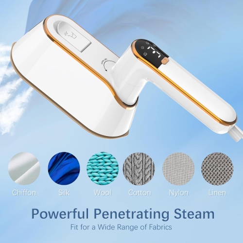 Portable Travel Steamer for Clothes with LCD Display, 4 Mode 1200W Steam Iron 2 in 1, 180° Foldable Mini Iron, Handheld Steamer for Clothes, Garment