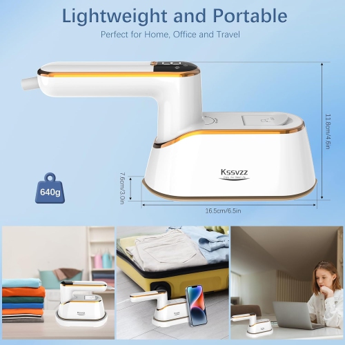Portable Travel Steamer for Clothes with LCD Display, 4 Mode 1200W Steam Iron 2 in 1, 180° Foldable Mini Iron, Handheld Steamer for Clothes, Garment