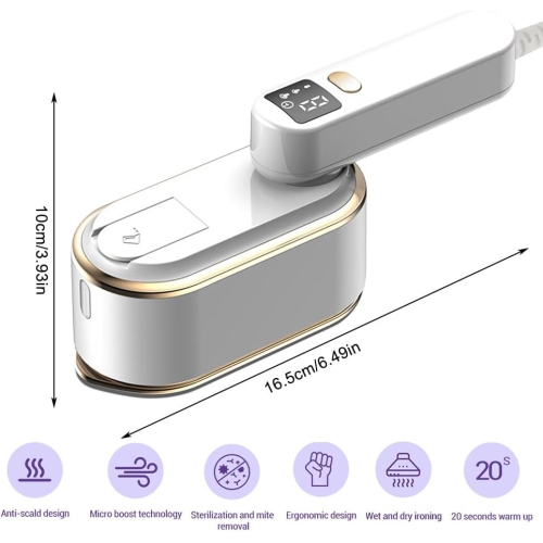 Travel Irons, 2-in-1 Folding/Rotating Handle Converts Iron into Handheld Ironing Machine, Mini Iron Machine for Clothes, Fast Heat-up Mini Travel