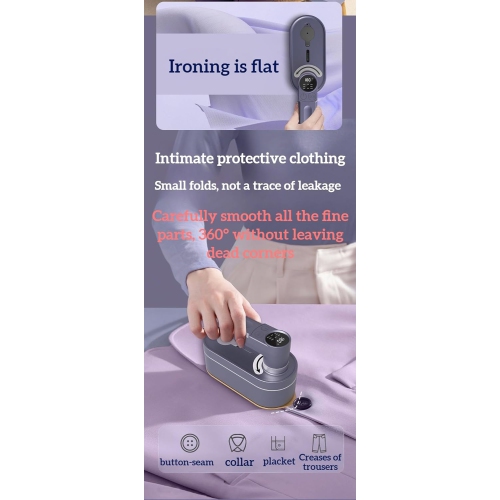 Travel Steam Iron Fabric Steamer Powerful Compact Professional LED Display Handheld Steamer Mini Ironing Machine Easy to Use, Dark Purple