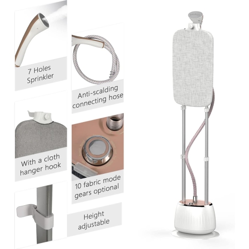 Défroisseur à vapeur pour vêtements debout, puissant défroisseur à vapeur pliable 1800&nbsp;W, avec planche à repasser réglable, support de poteau et