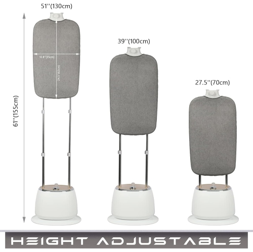 Défroisseur à vapeur pour vêtements debout, puissant défroisseur à vapeur pliable 1800&nbsp;W, avec planche à repasser réglable, support de poteau et