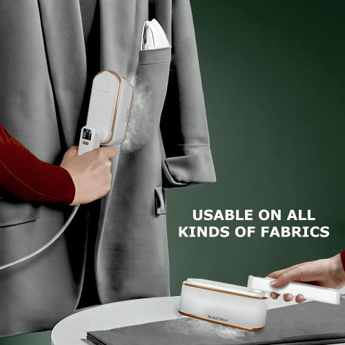 Portable Travel Steamer for Clothes, Mini Handheld Fabric Garment Travel Steamers Steam Iron for Clothing,9s Fast Heating,2-in-1 Steam Iron with Lcd