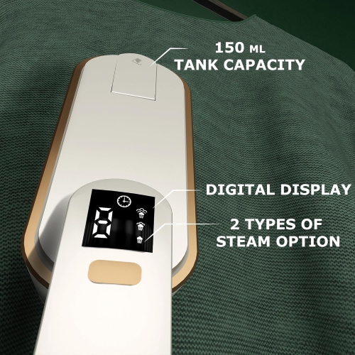 Portable Travel Steamer for Clothes, Mini Handheld Fabric Garment Travel Steamers Steam Iron for Clothing,9s Fast Heating,2-in-1 Steam Iron with Lcd