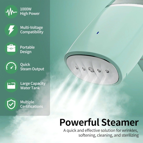 Electric Garment Steamers, 1000W Handheld Steamer Iron, 120ml Foldable Travel Pack Steam Iron Fast Heat-up and No Worries About Water Leaks, Suitable