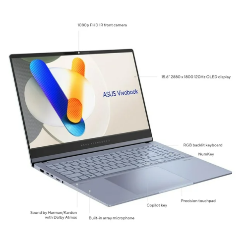 ASUS Vivobook S 15 Laptop, Intel 16-Core Ultra 7 155H, 15.6" 3K 600nits Display, Intel ARC Graphics, 16GB 2TB SSD, Backlit Keyboard, Thunderbolt 4,