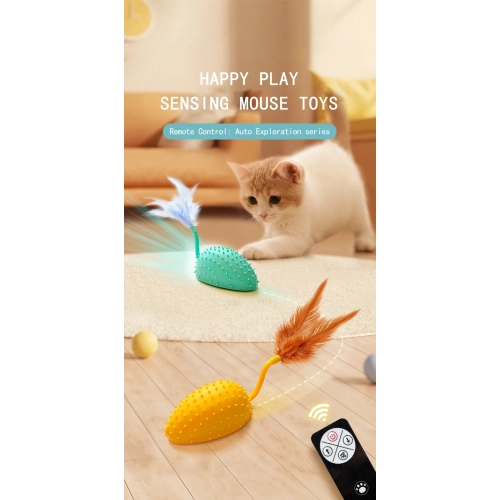 Electric silicone mouse remote control smart cat fun chewing automatic cat toy supplies - orange