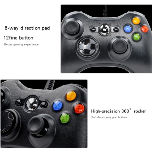 FOR XBOX360 wired game controller with vibration, suitable for PC, xbox360, game console - white