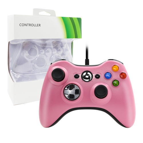 FOR XBOX360 wired game controller with vibration, suitable for PC, xbox360, game console - pink