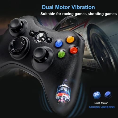 FOR XBOX360 wired game controller with vibration, suitable for PC, xbox360, game console - black