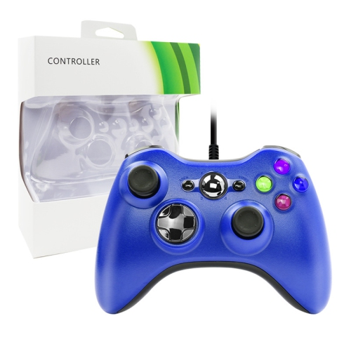 POUR manette de jeu avec fil XBOX360 avec vibration, convient pour PC, Xbox 360, console de jeu - bleu