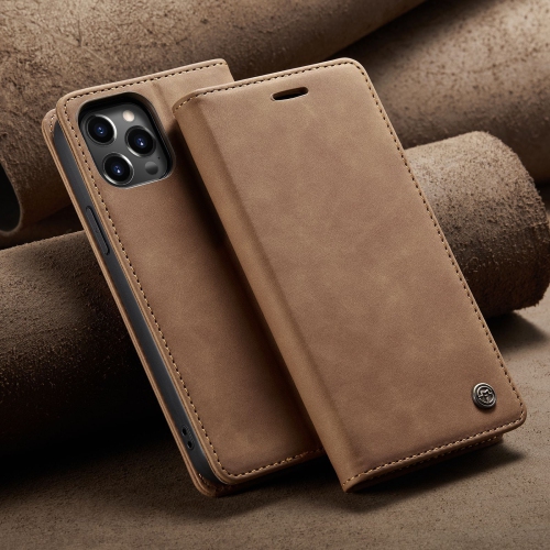 Suitable for iPhone14 Pro Max mobile phone case mobile phone leather case flip cover with stand, magnetic suction, anti-fall - brown