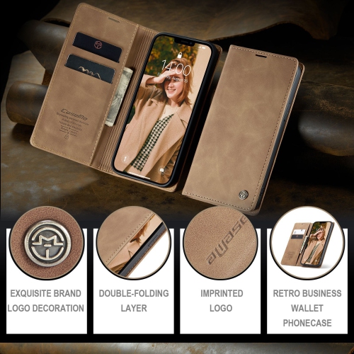 Suitable for iPhone14 Pro Max mobile phone case mobile phone leather case flip cover with stand, magnetic suction, anti-fall - brown