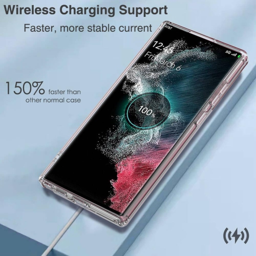 Suitable for Samsung S24Ultra mobile phone case anti-fall transparent magnetic case, no yellowing, reinforced corners - transparent