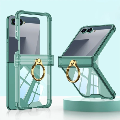 New model for Samsung Flip7 mobile phone case transparent airbag ring zflip7 simple folding mobile phone protective cover - green