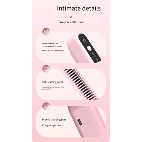 Folding wireless hair straightening comb negative ion does not damage hair electric comb curling straight dual-purpose rechargeable portable hair