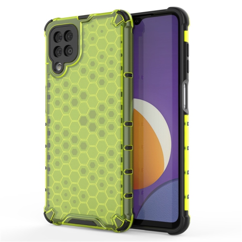 Suitable for Samsung S22 transparent anti-fall mobile phone case creative honeycomb protective cover, TPU+PC material-transparent green