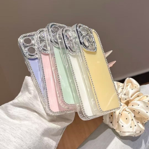 Luxury Glitter Diamond Camera Flash Glossy Phone Case for iPhone 16Pro Max, Shockproof Glitter Rhinestone Phone Case - Pink