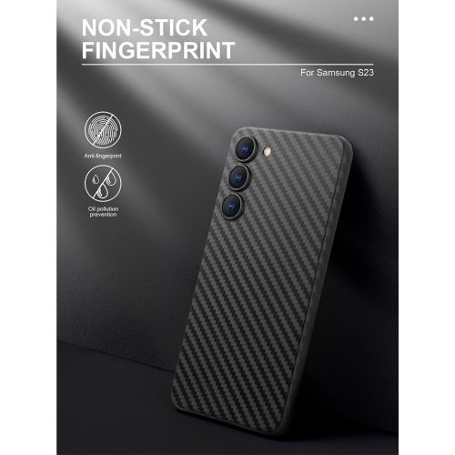 Suitable for Samsung S24ultra ultra-thin Kevlar carbon fiber pattern pp mobile phone case full package anti-drop and anti-oil, no fingerprints - black