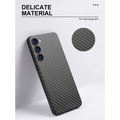 Suitable for Samsung S24ultra ultra-thin Kevlar carbon fiber pattern pp mobile phone case full package anti-drop and anti-oil, no fingerprints - black