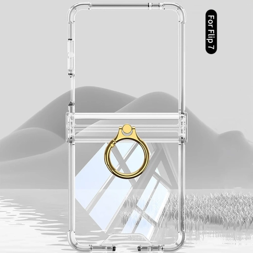 New model for Samsung Flip7 mobile phone case transparent airbag ring zflip7 simple folding mobile phone protective cover - pink