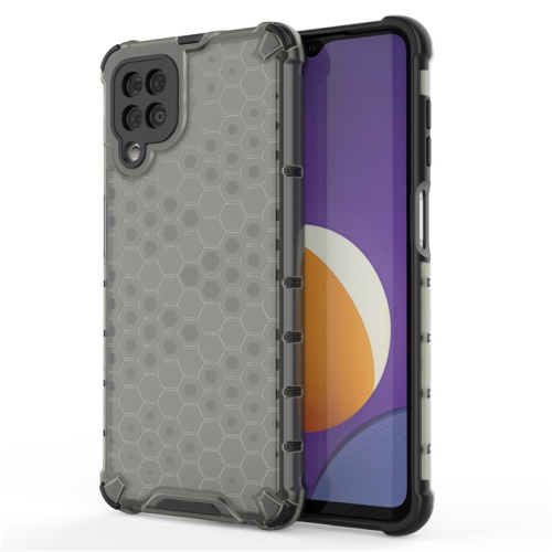 Suitable for Samsung S24 ultra transparent anti-fall mobile phone case creative honeycomb protective cover, TPU+PC material-transparent black